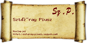 Sztáray Piusz névjegykártya